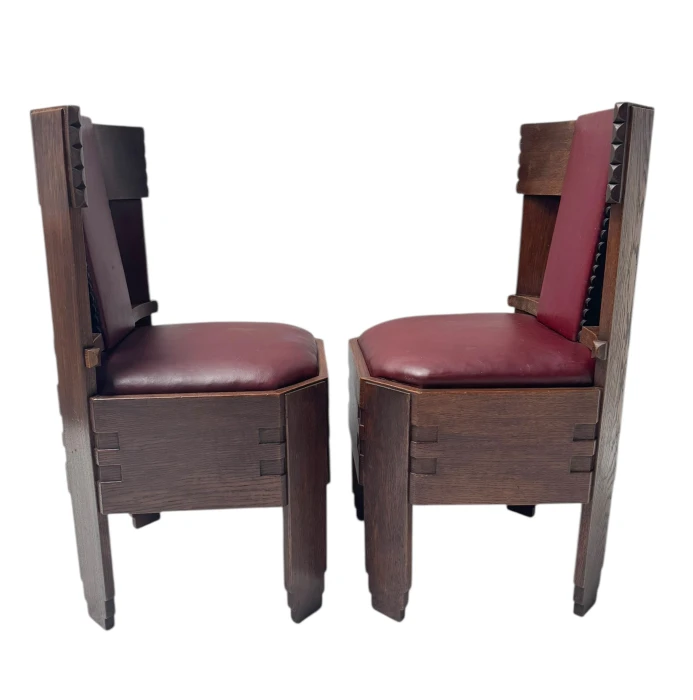Two Art Deco Amsterdamse School Side Chairs Eibink & Snellebrand Style, 1920s